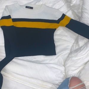 Ethos cropped color block sweater